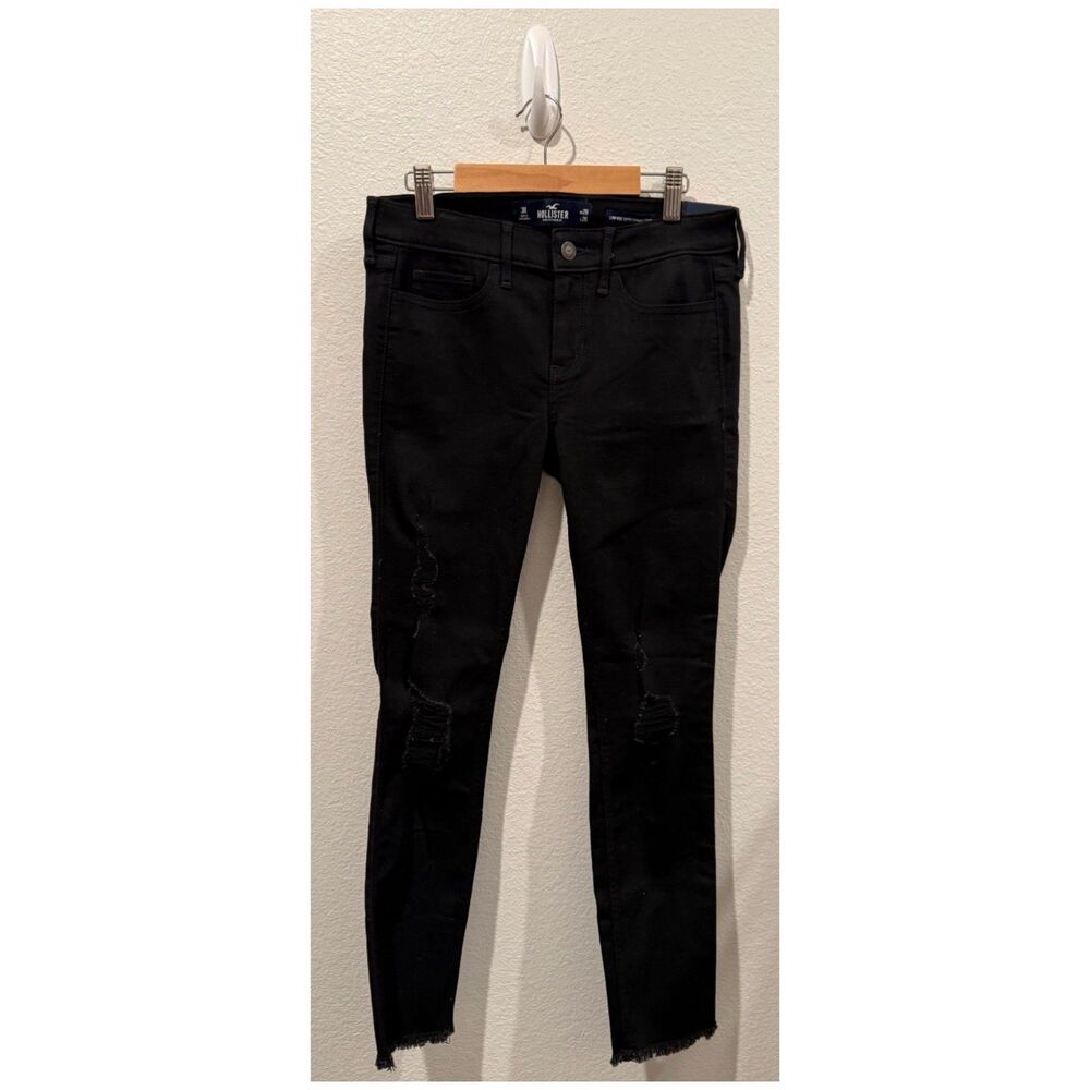 HOLLISTER Low Rise Super Skinny Crop Black Jeans